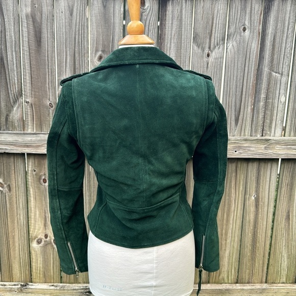 Carrie Hoxton ‘Brando’ green suede moto jacket, size 10UK (6US) - Picture 4 of 12